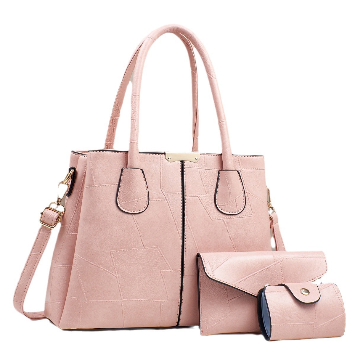Three-piece high-capacity women's bag set 2024, new handbag style, single-shoulder bag, trendy and versatile, single-shoulder crossbody for export Item Picture