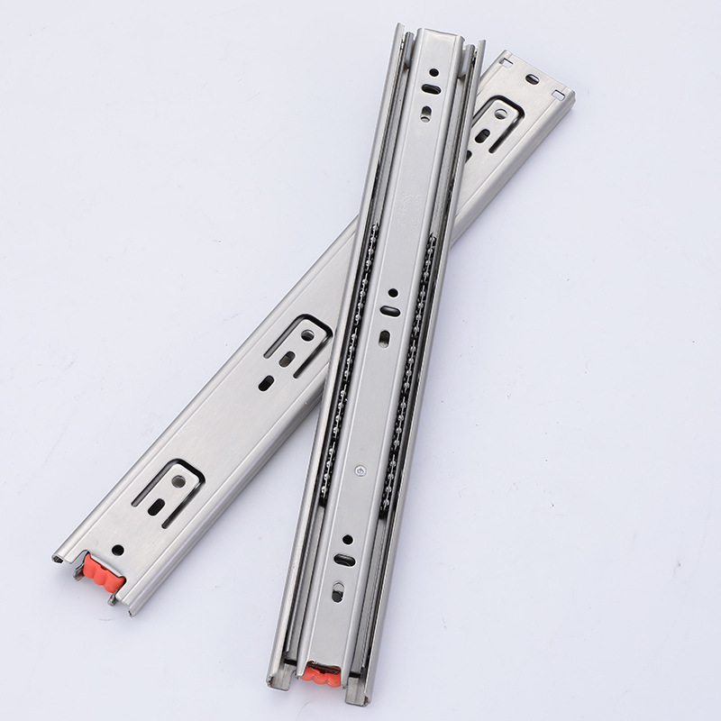 4515 stainless steel slide rail, thickened three-section silent damping buffer steel ball guide rail, cabinet drawer pulley track details Picture