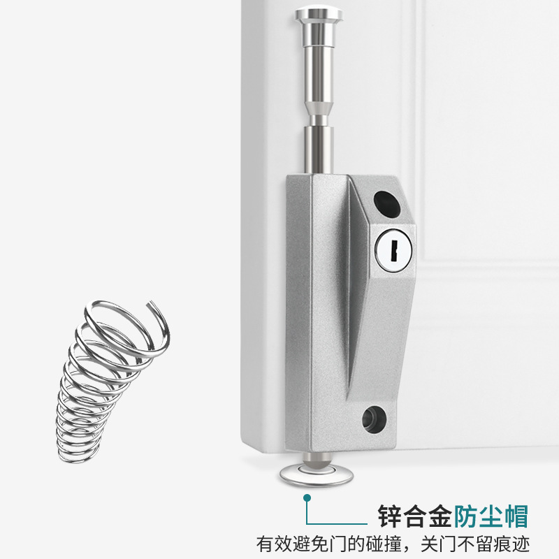 Rotating door lock, framed door, floor lock, wooden door, latch lock, spring latch, household safety exposed lock, zinc alloy latch Specification drawing