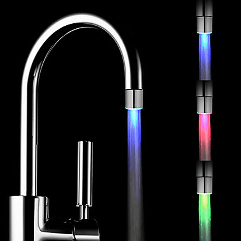 led color-changing faucet temperature control three-color faucet seven-color color-changing luminous copper imitation SDF-C6 faucet factory full figure