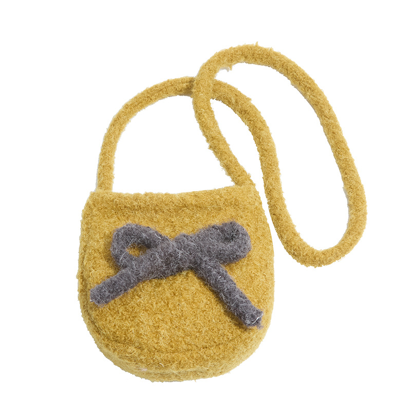 Simple plush bow single-shoulder crossbody bag 2025 new style ins versatile, casual and trendy single-shoulder bag Item Picture