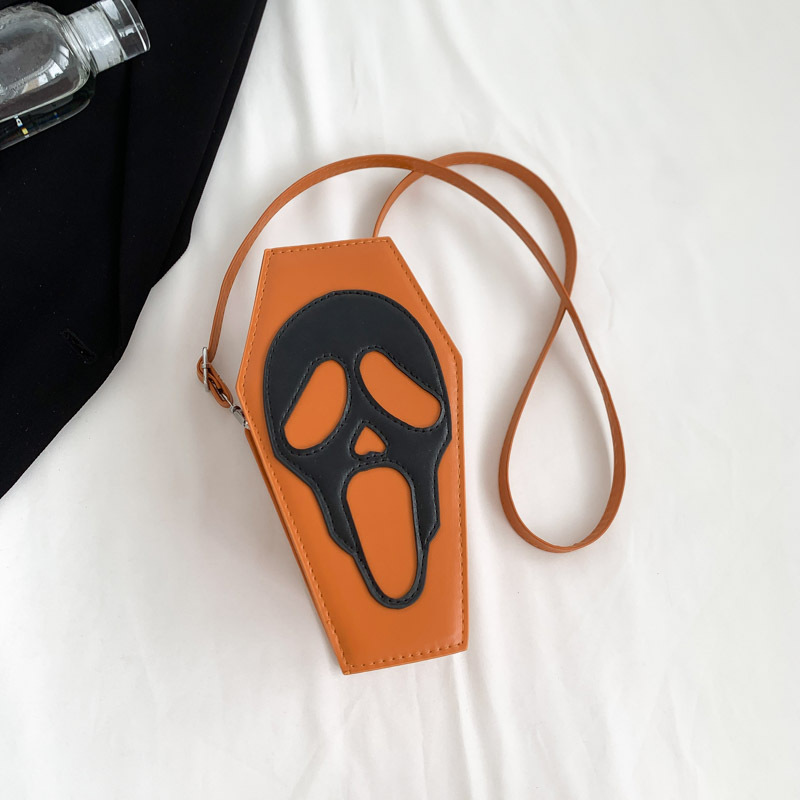 Crossbody bag for men and women, Korean style, niche, trendy, funny ghost skull crossbody single-shoulder bag, soft phone small crossbody bag full figure