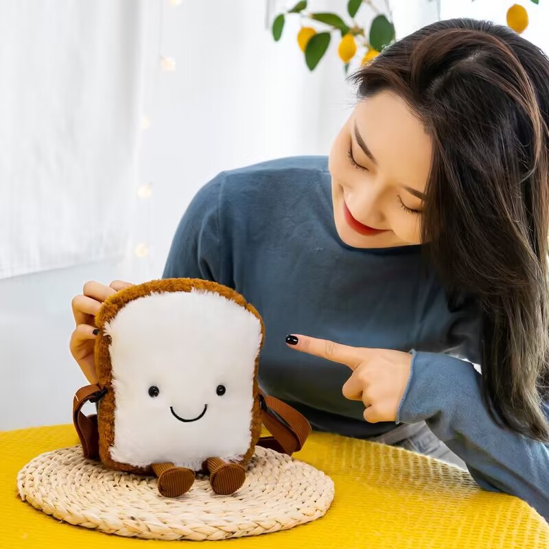 Korean fun cartoon plush bag 2023 Creative New cloud Bag, single-shoulder crossbody bag, student toast bag Specification drawing