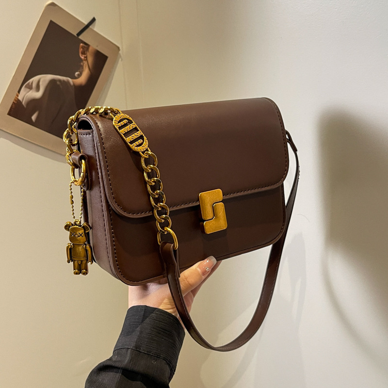 Korean-style fashionable and individual chain small square underarm bag 2024 solid color new style, elegant and versatile women's single-shoulder bag Specification drawing