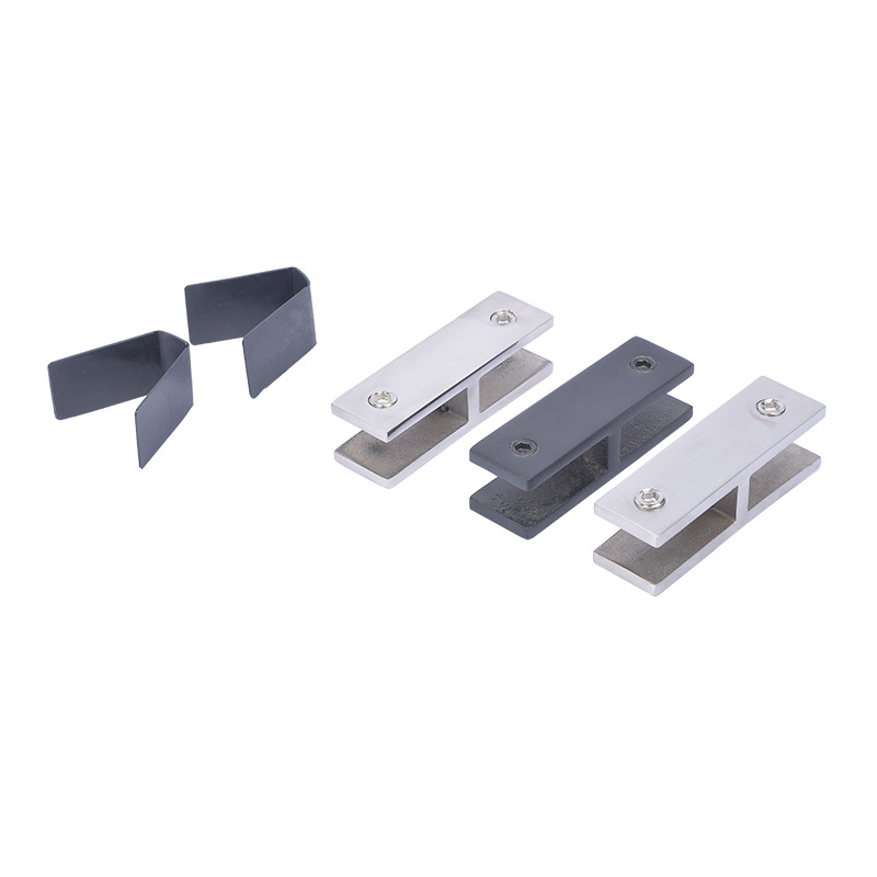 Thickened 304 stainless steel bathroom clamp, shower room hinge, matte black 180-degree folding support, fixed glass door clamp Item Picture
