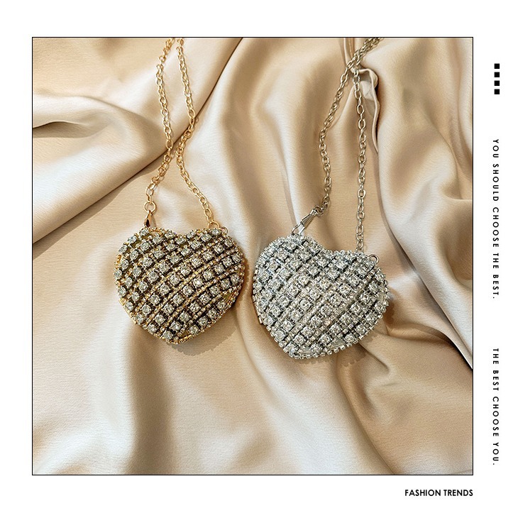 2025 Cross-border Trend Women's Mini Decorated Red Envelope Bag with a sparkling diamond mouth, chain tassel women's small bag, Dinner Bag full figure