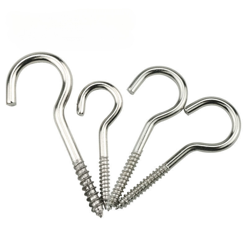Nickel-plated sheep eye ring self-tapping screw hook lifting ring iron hook, sheep eye wood screw iron question mark sheep horn hook details Picture