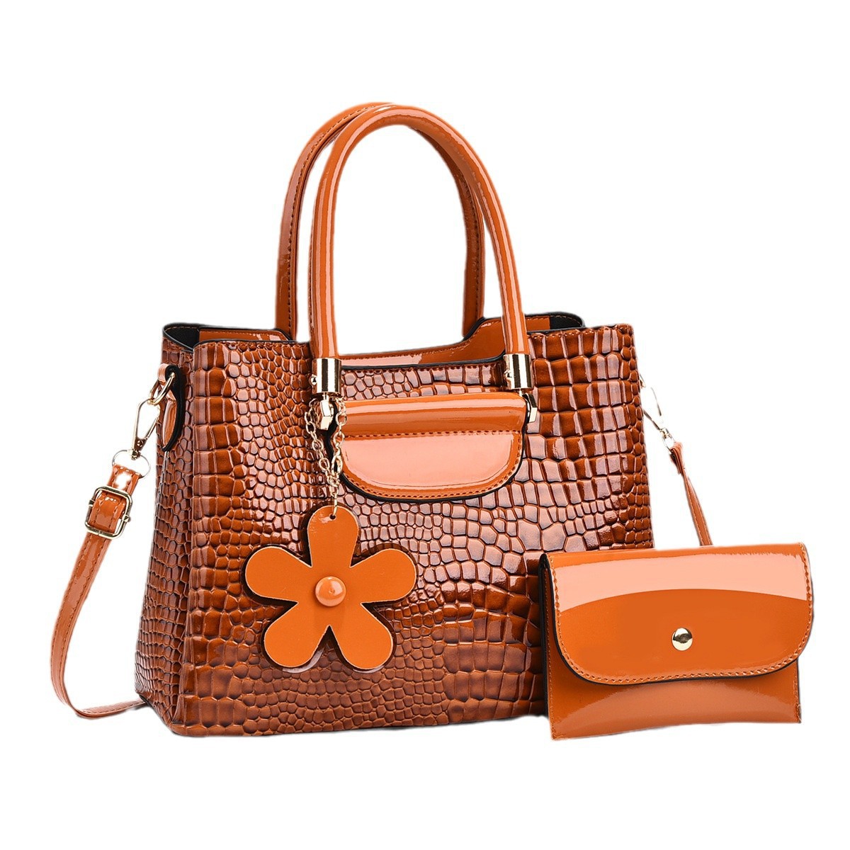 2024 Factory direct sale shiny leather stone-patterned bucket bag, new large-capacity, fashionable and trendy hand-held shoulder crossbody bag Item Picture