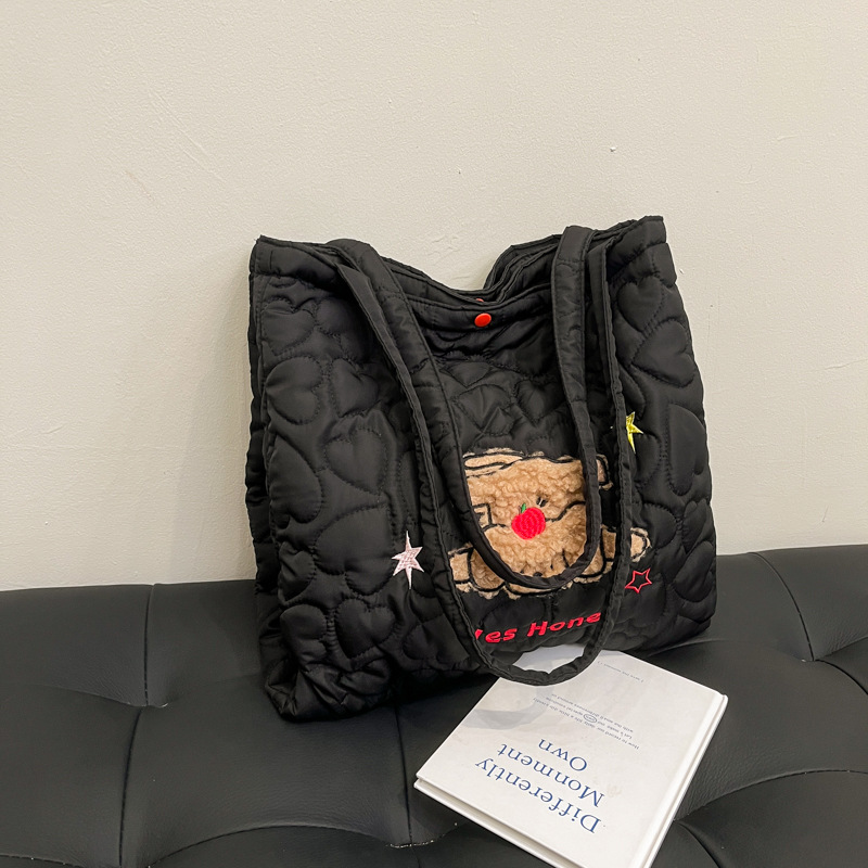 Cute girl Tote bag for girls, 2024 new large-capacity single-shoulder bag, cartoon dog, college student commuting bag for class details Picture
