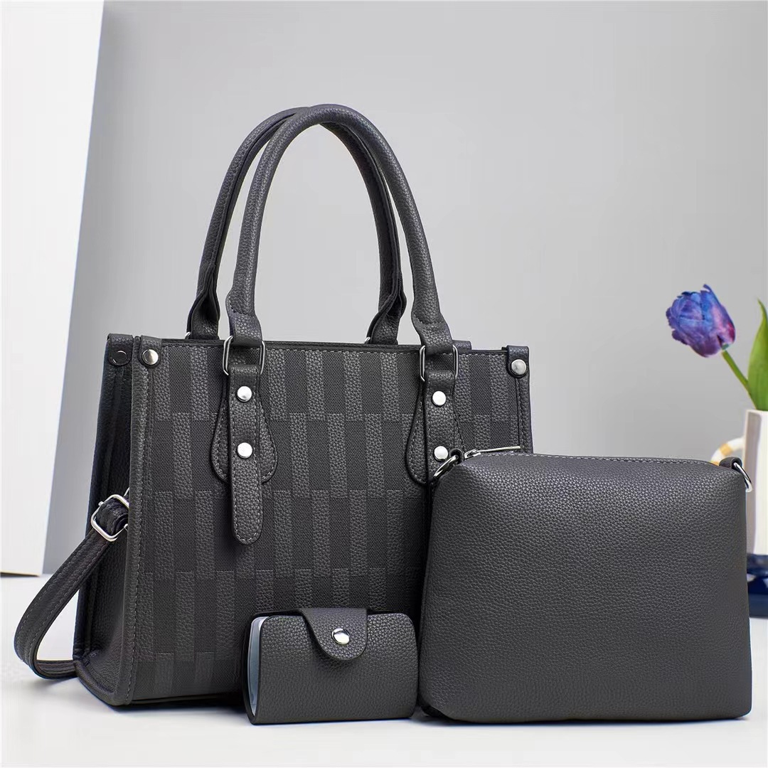 Outerwear mother bag, three-piece set, women 's bag, commuter style tote bag, large capacity combination bag, trendy new style handbags Specification drawing