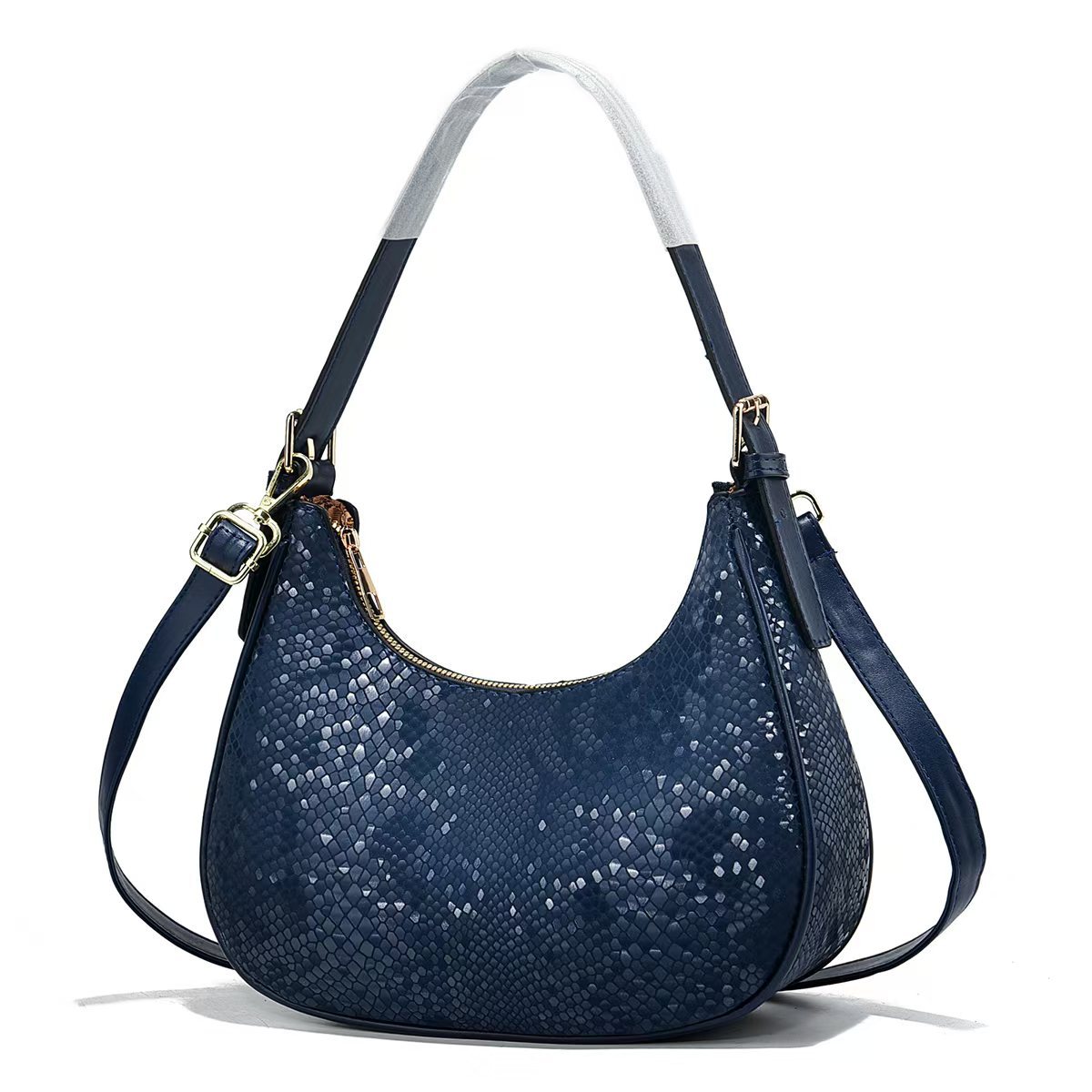 Spring and Summer Fashion Snake-patterned hand-held dumpling bag 2025 New Korean style simple bag, high-end, trendy and versatile single-shoulder bag Specification drawing