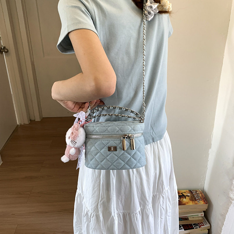 Cross-border 2025 New niche design hand-held bucket bag for women, high-quality diamond-shaped chain, versatile single-shoulder crossbody bag Specification drawing