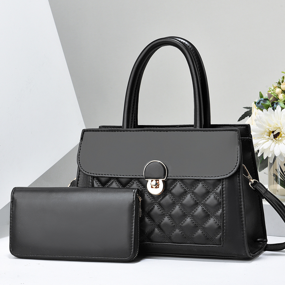 Korean diamond-shaped fashion handbag 2023 new style simple and light luxury mother and child single-shoulder bag, trendy and versatile quality crossbody bag full figure
