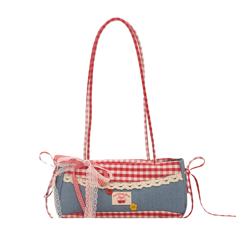 Cute checkered underarm bag, summer single-shoulder bag, fashionable and versatile, Korean-style commuting large-capacity school commuting bag Item Picture