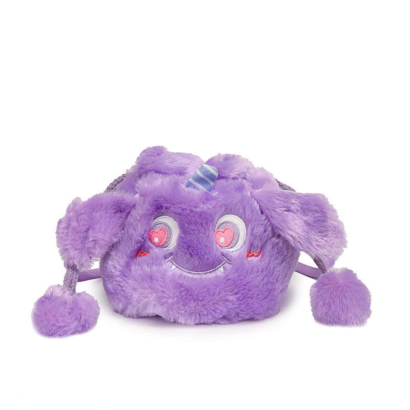 Wholesale of new Japanese-style cartoon soft and cute little monster plush drawstring bag, adorable ball ball drawstring bucket crossbody backpack Item Picture