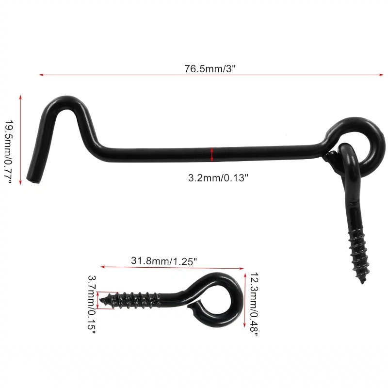 In-stock iron galvanized window hooks, wind hooks, old-fashioned windproof hooks, wind hooks, cabin hooks, eye latches, door locks, and door hooks for rotating doors Item Picture