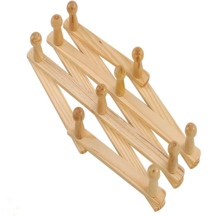 Large wooden telescopic hanger hook, solid wood rhombus bamboo hanger, wall hanging behind the door, wooden anti-slip hanging bag Specification drawing