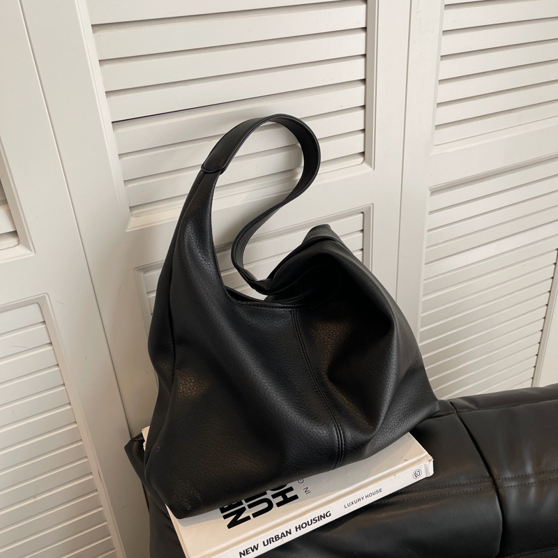 Lazy large-capacity soft leather bag for women 2024 new ins Korean style single-shoulder bag, fashionable and retro tote bag Specification drawing