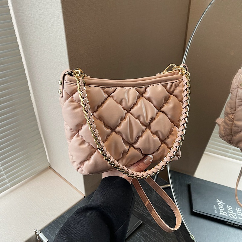 High-end Chanel-style diamond-shaped chain underarm bag for women, 2024 new soft leather versatile single-shoulder crossbody bucket bag Specification drawing