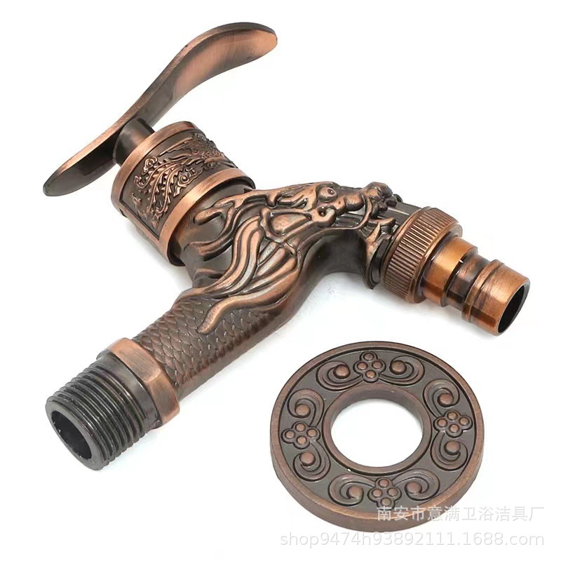 Antique-style European-style washing machine faucet, wall-mounted retro single-cooling faucet, mop sink, zinc alloy faucet for export Item Picture