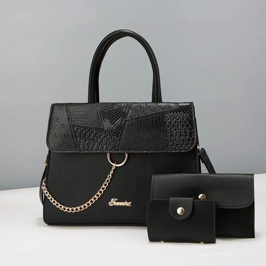Mom bag, high-end European and American three-piece set, mother and child bag, large capacity bag, tote bag, factory women's bag Specification drawing
