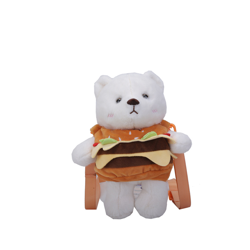 New cartoon creative detachable Hamburger bear crossbody bag, plush doll crossbody bag, versatile accessories, loose change bag Item Picture