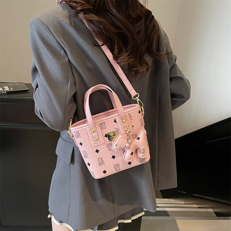 Korean-style printed hand-held vegetable basket bag for women 2025 new style, fashionable and versatile bucket bag, stylish single-shoulder crossbody bag Specification drawing