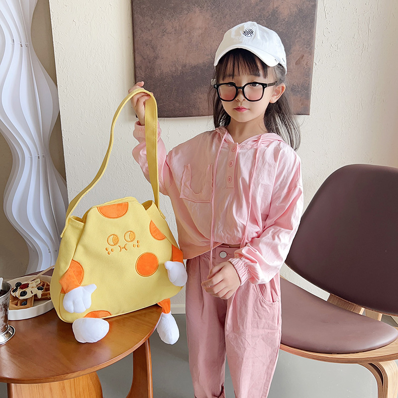 Cartoon new cheese and cheese crossbody bag Spring and summer style canvas tote bag Birthday gift college student class tote full figure