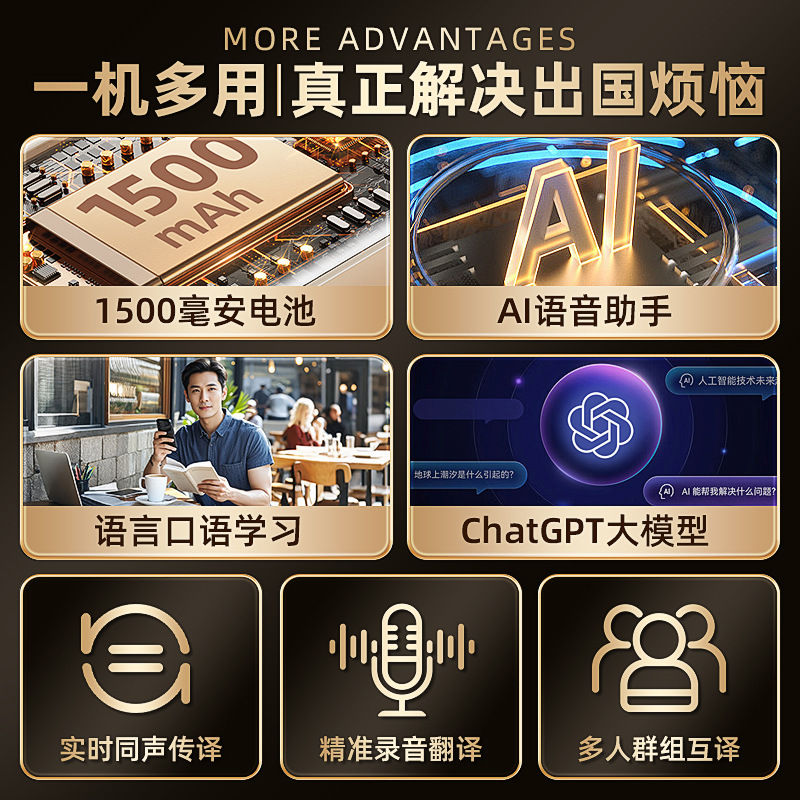 The 2025 new model of intelligent AI offline translation machine features real-time dialogue and simultaneous interpretation in multiple languages, providing instant language Item Picture