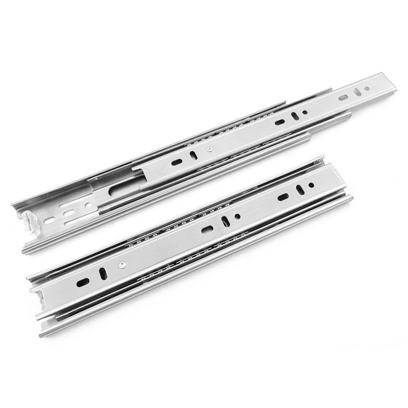 Factory direct supply of stainless steel buffer damping slide rails for drawers, silent three-section guide rails for furniture, and steel ball tracks for wardrobes Item Picture
