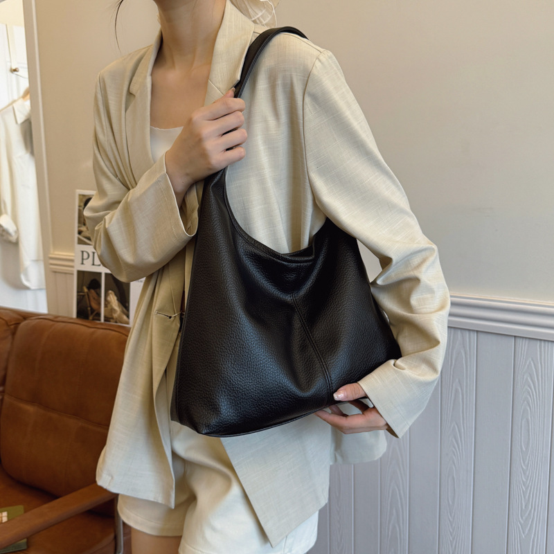 Cross-border high-end hand-held bucket bag, women's retro versatile and fashionable single-shoulder bag, casual large-capacity commuter tote bag Specification drawing