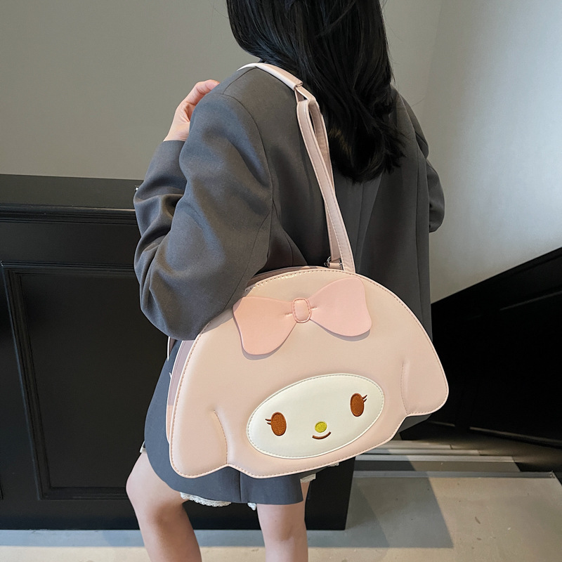 High-end quality and fashionable bow hand-held shoulder bag for women 2025 new style cute cartoon fresh patchwork backpack details Picture