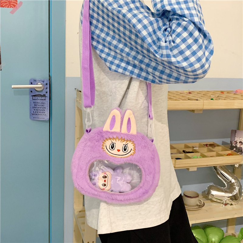 Plush bag, women's crossbody bag, cartoon children's bag, Instagram new cute little girl doll handbag, single-shoulder bag Specification drawing