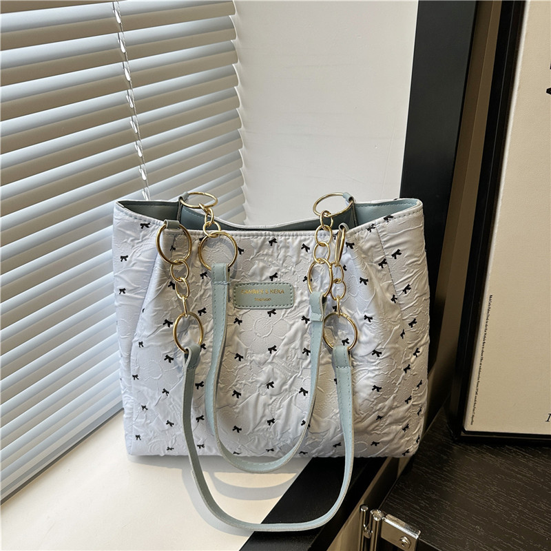 2025 Large-capacity summer stylish bow new casual single-shoulder shopping bag, school commuting tote bag full figure