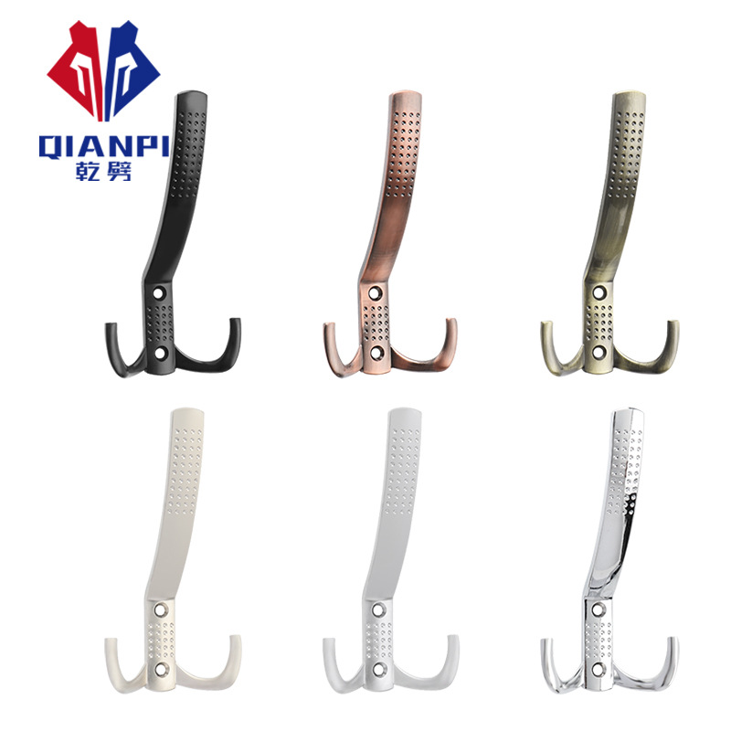 High-end household zinc alloy hook, perforated clothes hook, single hook, wall-mounted, antique black solid hook, coat hook full figure