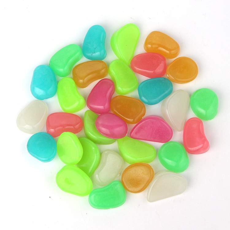 100 pieces of colored luminous pebbles for garden fish tank landscaping, artificial fluorite pebbles, factory wholesale of luminous stones Item Picture