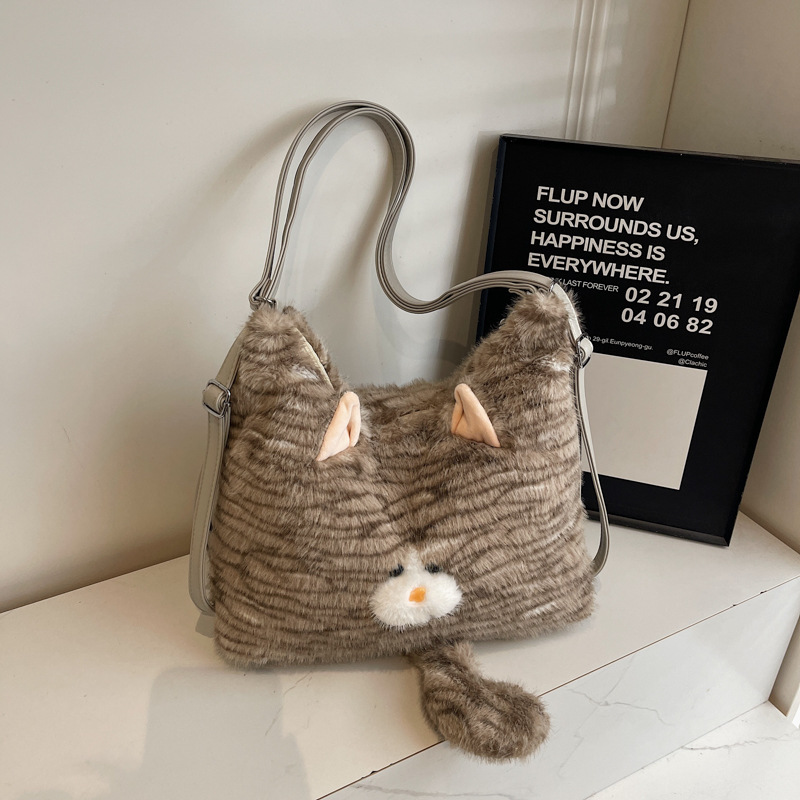 Fluffy women's 2024 new style single-shoulder bag, large-capacity backpack, multi-functional commuting crossbody bag Specification drawing