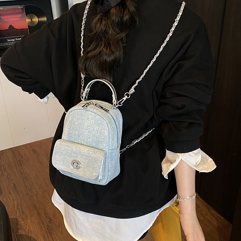 The 2025 new style of Chanel-style denim chain hand-held mini backpack for women is super popular, exquisite and versatile Application Scenario