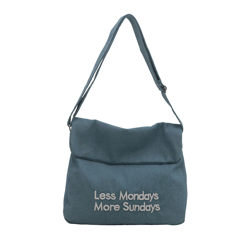 A new, stylish single-shoulder tote bag made of denim with letters in 2024, featuring a unique, trendy, simple, commuting, casual and artistic style Item Picture
