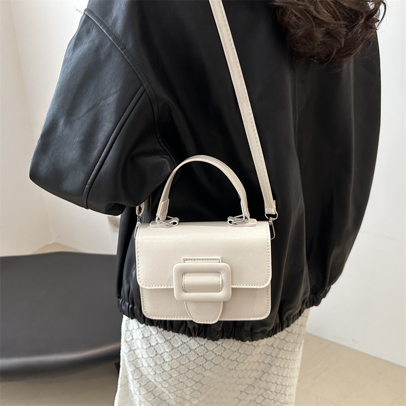 Korean style trendy hand-held small square bag for women, new autumn 2024, fashionable and simple belt-buckle single-shoulder bag, trendy crossbody bag Specification drawing