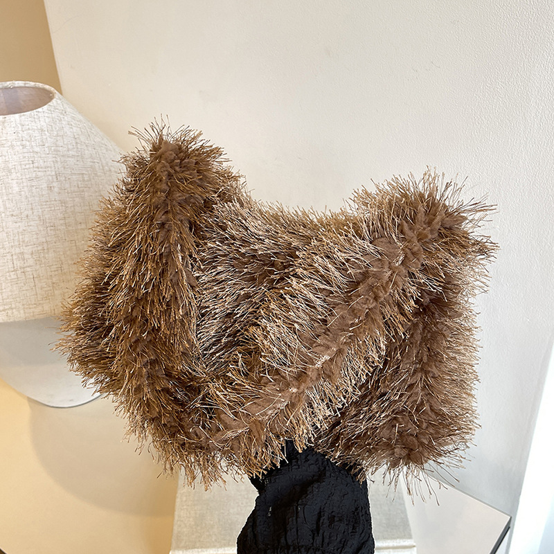 High-end and stylish furry bag for women, 2024 new trendy and cute plush square bag, casual and versatile single-shoulder armpit bag Specification drawing