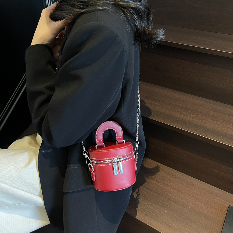 Cross-border hand-held women's bag 2025 New style Texture makeup box bag mini mouth red envelope single-shoulder crossbody bag Specification drawing