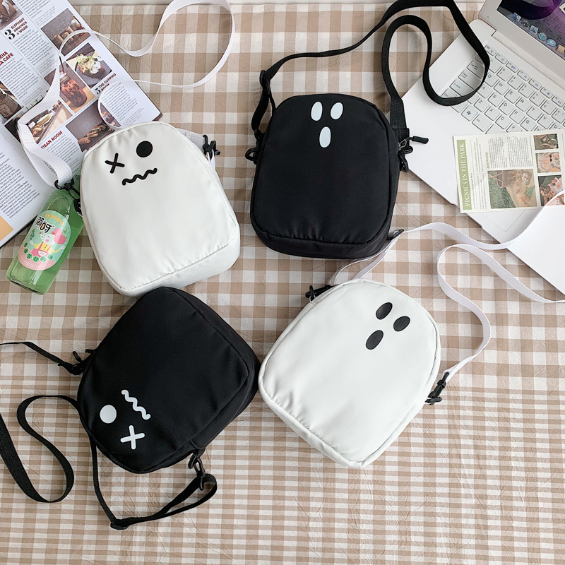Korean Instagram-style niche cartoon ghost crossbody bag for girls, Japanese-style ugly and cute, casual and adorable student small bag details Picture