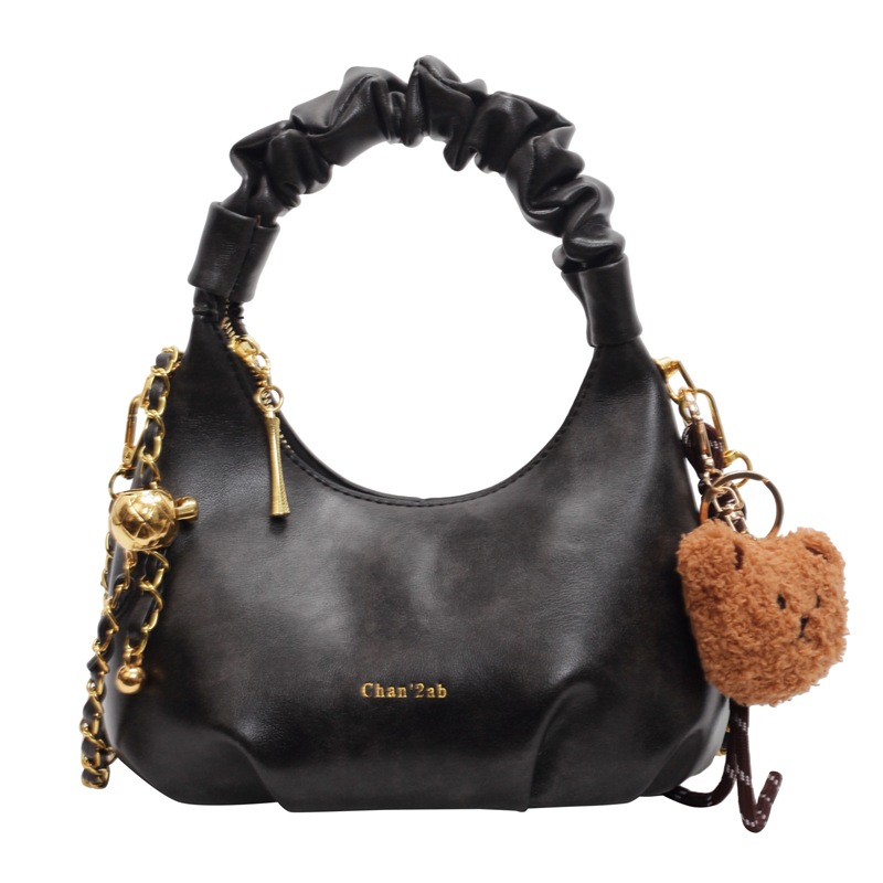 Retro bag for women, large capacity 2024 new casual and fashionable single-shoulder crossbody bag, pleated for work and commuting dumpling bag Item Picture