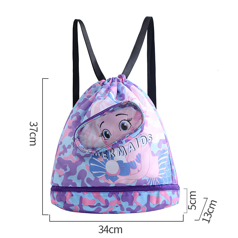 Swimming bag with dry and wet separation, waterproof children's backpack, storage bag, portable and cute cartoon beach toiletry bag Item Picture