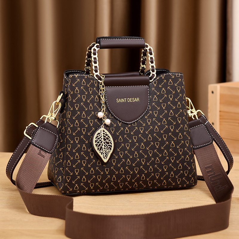 New cross-border trendy and high-end women's handbags, fashionable printed handbags, women's bags, crossbody bags, large-capacity bucket bags Specification drawing