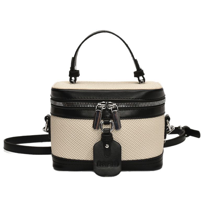 Cross-border spliced fashionable hand-held box bag for women 2025 new style casual and versatile crossbody bag, stylish and simple single-shoulder bag Item Picture
