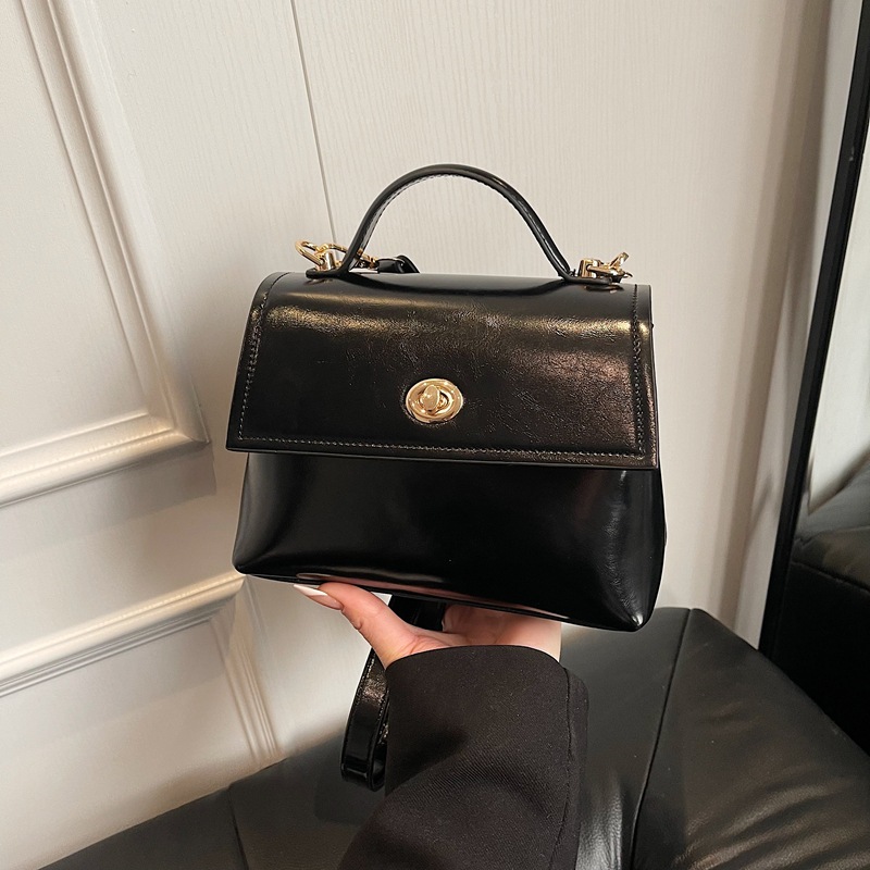 Urban simplicity, retro lock-lock small square bag, women's bag, messenger bag, high-end single-shoulder crossbody handbag Specification drawing