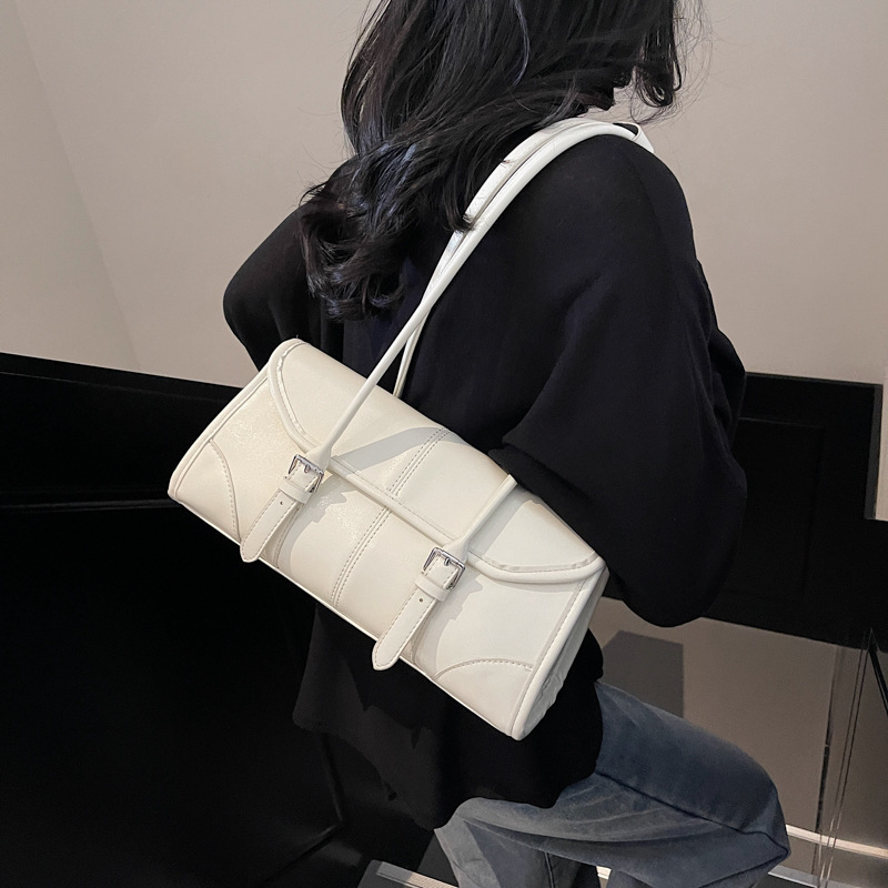 High-end, niche underarm bag for women, 2025 new trendy retro oil wax leather single-shoulder bag, Korean-style fashionable handbag full figure