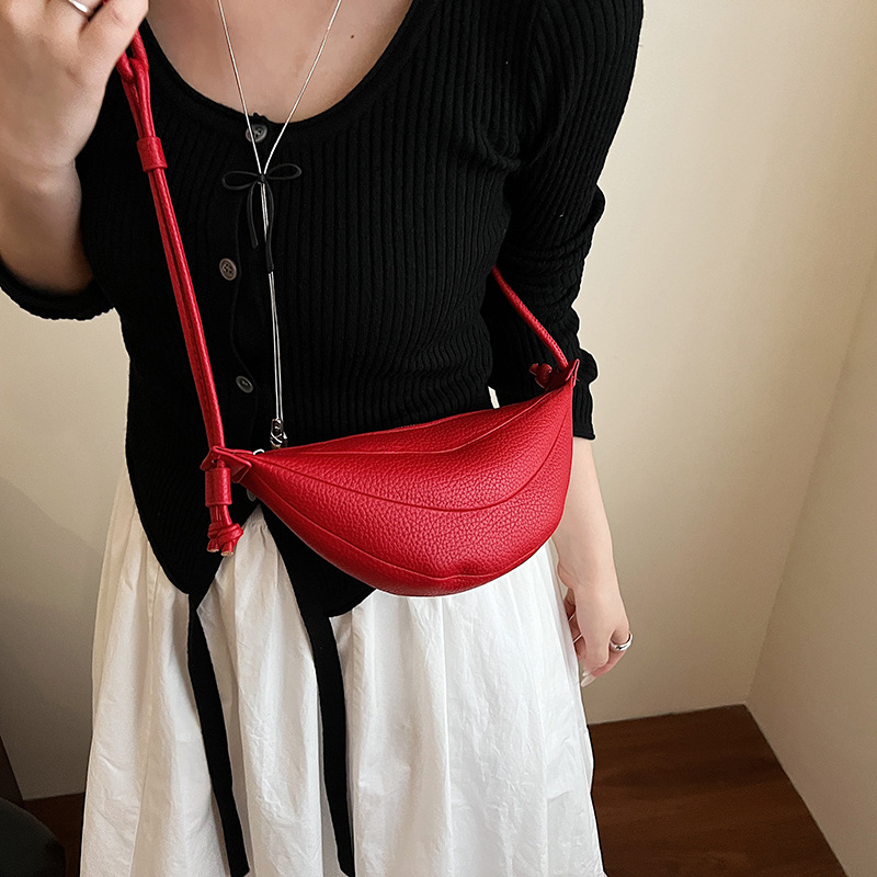 High-end texture, casual and versatile, super popular Dumpling Bag for women 2025 new versatile solid color lychee pattern single-shoulder crossbody bag Specification drawing